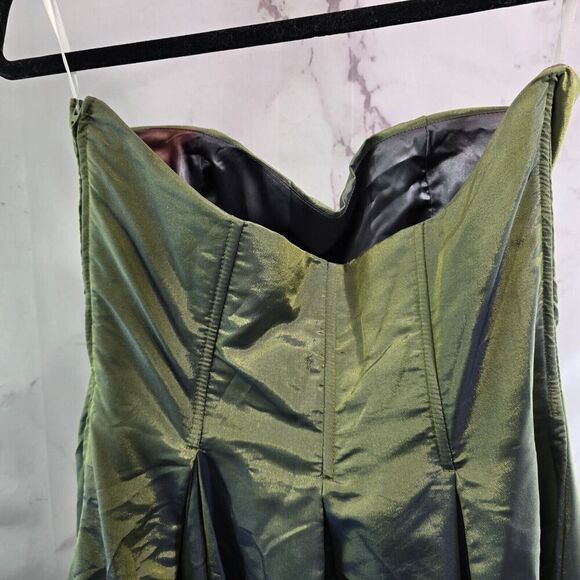 Gunne Sax Dress Womens Medium Green Holographic Y2K Whimsy Tube Prom Millennium - Picture 6 of 14